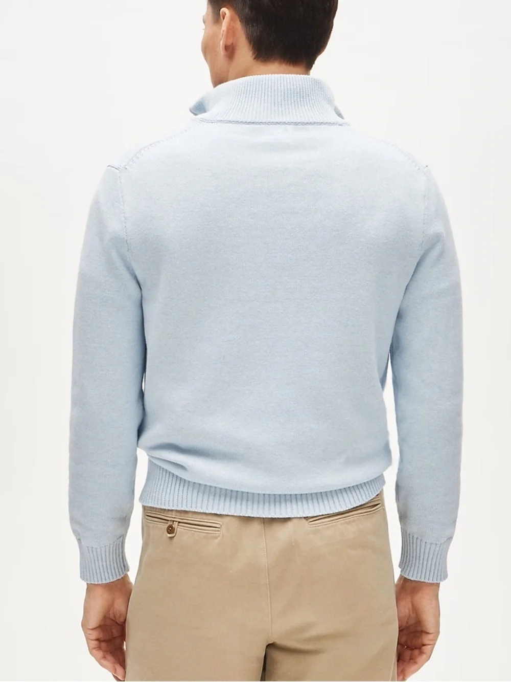 J crew heather sky Heritage cotton quarter-zip sweater